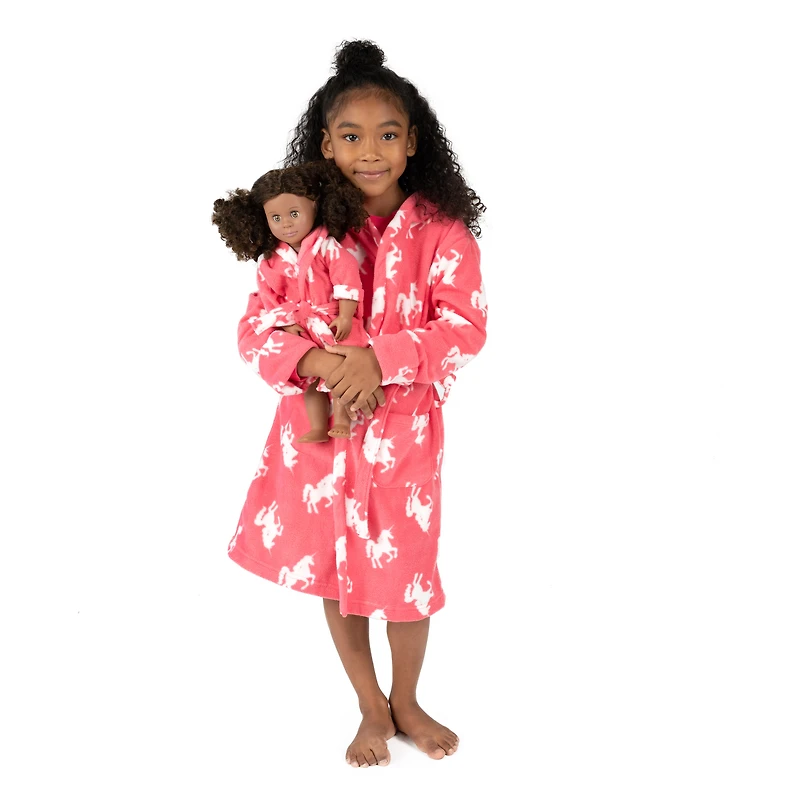 Leveret Girl & Doll Matching Hooded Fleece Novelty Robes