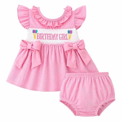Laurenza's Baby Girls Smocked Birthday Girl Outfit Set