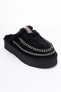 Forever & Always Womens Yalina Leather Platform Moccasin Slippers