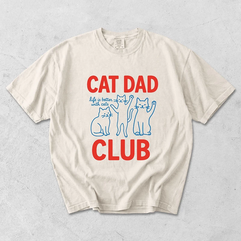 Simply Sage Market - Cat Dad Club Outline Men's Garment Dyed Graphic T-Shirt