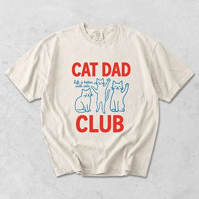 Simply Sage Market - Cat Dad Club Outline Men's Garment Dyed Graphic T-Shirt