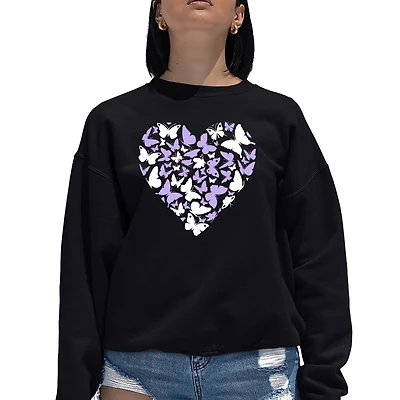 LA Pop Art Butterfly Heart - Women's Word Crewneck Sweatshirt