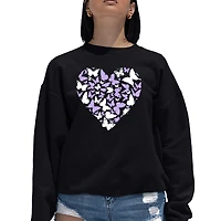 LA Pop Art Butterfly Heart - Women's Word Crewneck Sweatshirt
