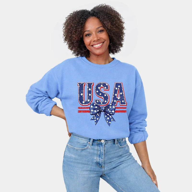 Simply Sage Market - Coquette USA Bow Women's Graphic Sweatshirt