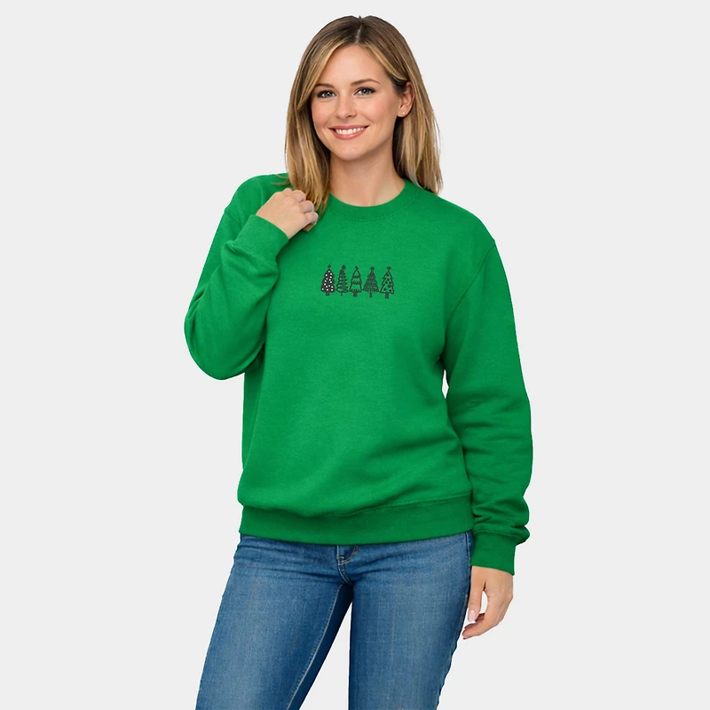 Simply Sage Market - Embroidered Christmas Trees Women's Graphic Sweatshirt