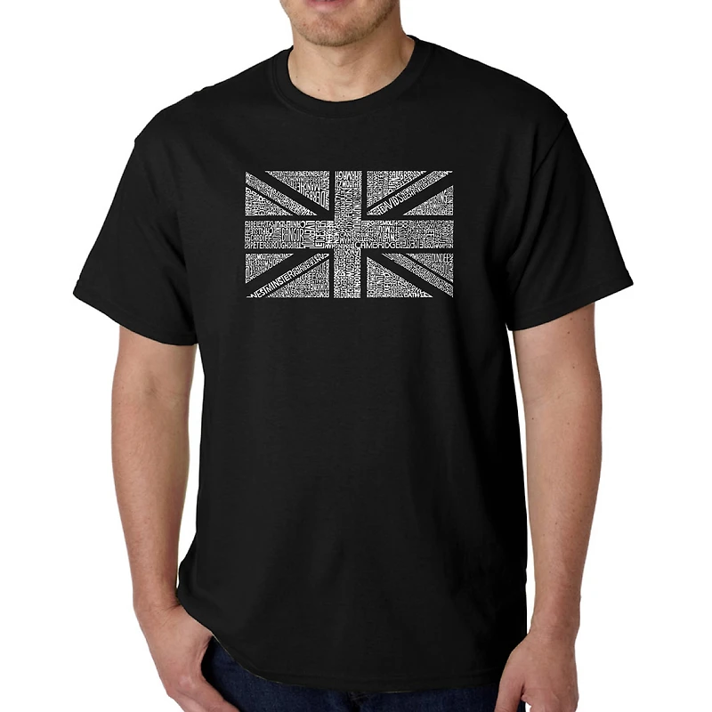 LA Pop Art Men's Union Jack Word T-Shirt