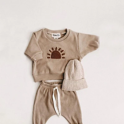 MyKids-USA Baby Rainbow Sun Pattern Hoodies Combo Pants Sets