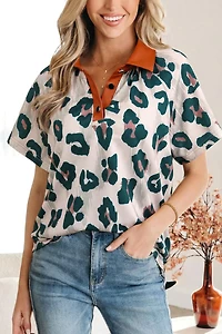 Threaded Pear Women's Madelynn Collared Short Sleeve Blouse