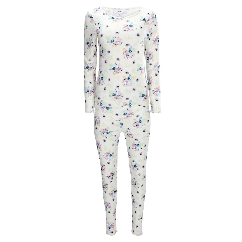 MeMoi Women's Scalloped Edge Floral Two-Piece PJ Set