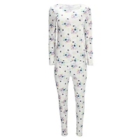 MeMoi Women's Scalloped Edge Floral Two-Piece PJ Set