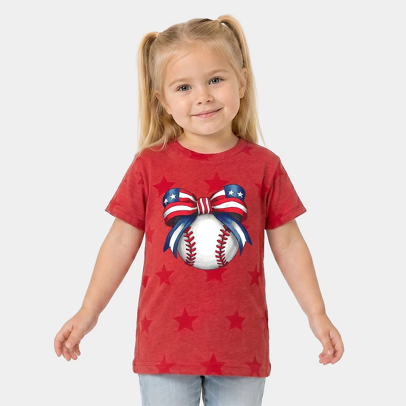 The Juniper Shop - Coquette Patriotic Baseball Toddler Short Sleeve Star Tee