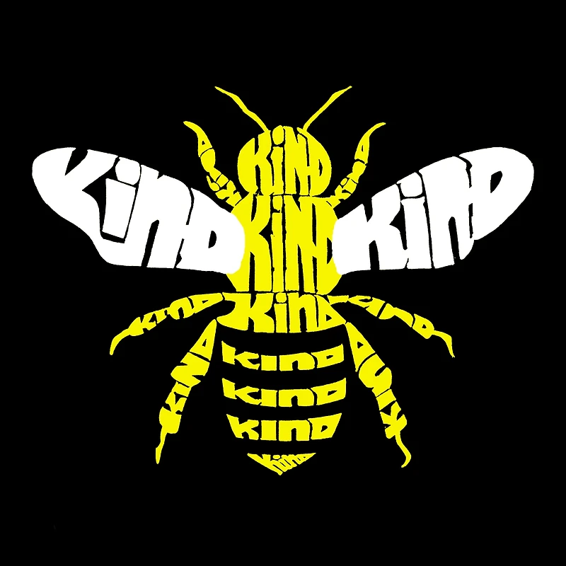 LA Pop Art Men's Bee Kind Word T-Shirt, 100% Cotton, Crew Neck - Short Sleeve