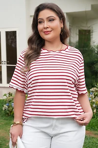 Threaded Pear Women's Esther Trim Short Sleeve PLUS Top