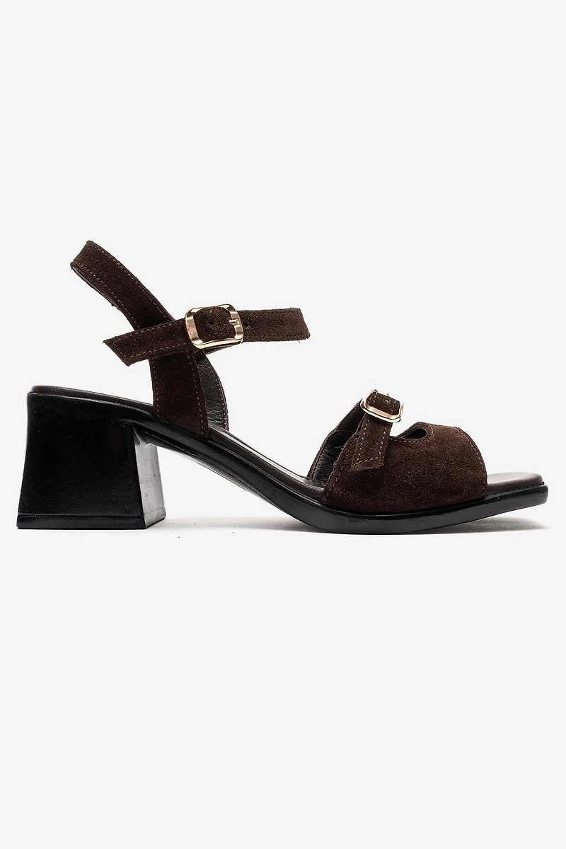 Forever & Always Womens Yolen Leather Block Heel Sandal