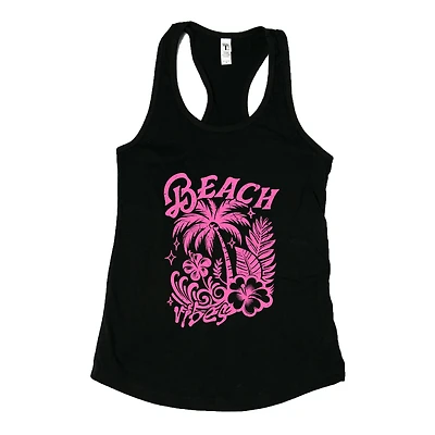 Simply Sage Market Beach Vibes Distressed Women's Graphic Racerback Tank Top