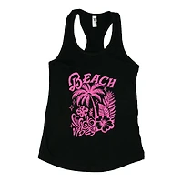 Simply Sage Market Beach Vibes Distressed Women's Graphic Racerback Tank Top