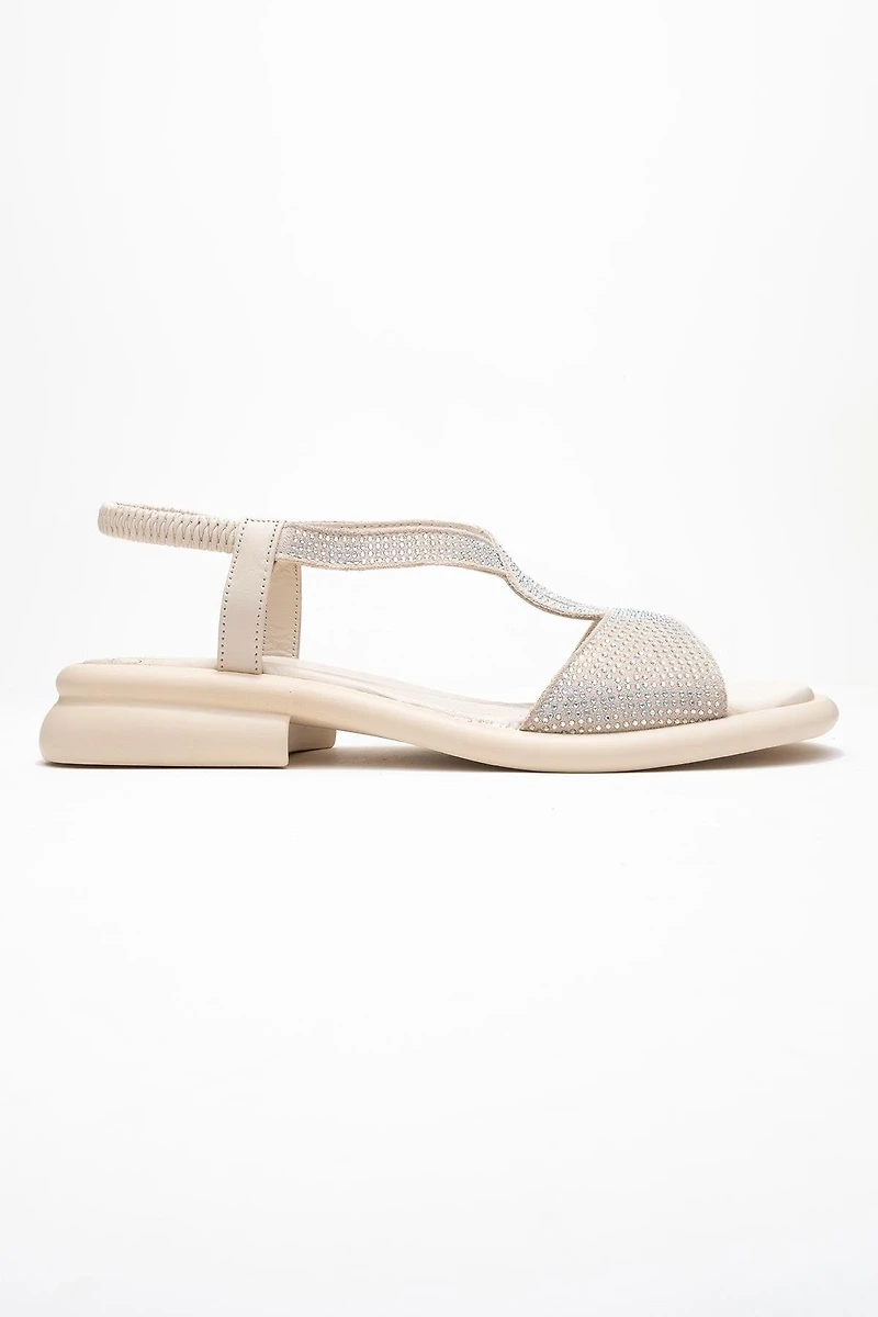 Forever & Always Womens Sieglinde Embellished Leather Sandals