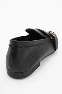 Forever & Always Womens Jade Leather Flat Loafers
