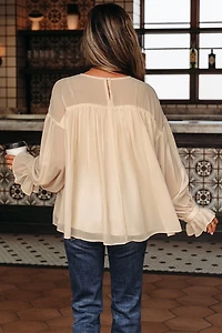 Threaded Pear Women's Mayaevi Sleeve Chiffon Blouse Long Sleeve Top