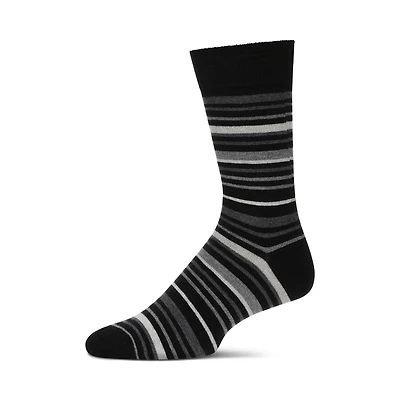 MeMoi Men's Slick Stripes Luxuriously Soft Cashmere Blend Crew Socks