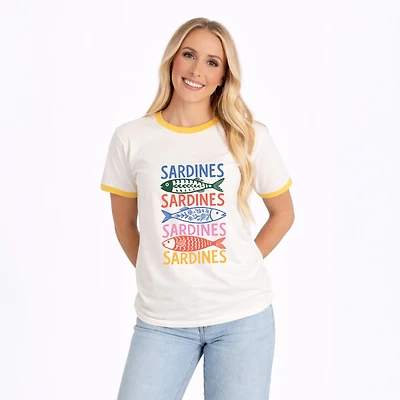 Simply Sage Market - Sardines Colorful Stacked Women's Ringer Graphic T-Shirt