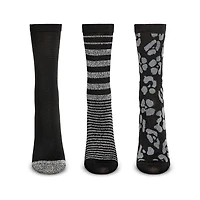 MeMoi 3 Pairs Women's Buttersoft Variety Novelty Crew Socks
