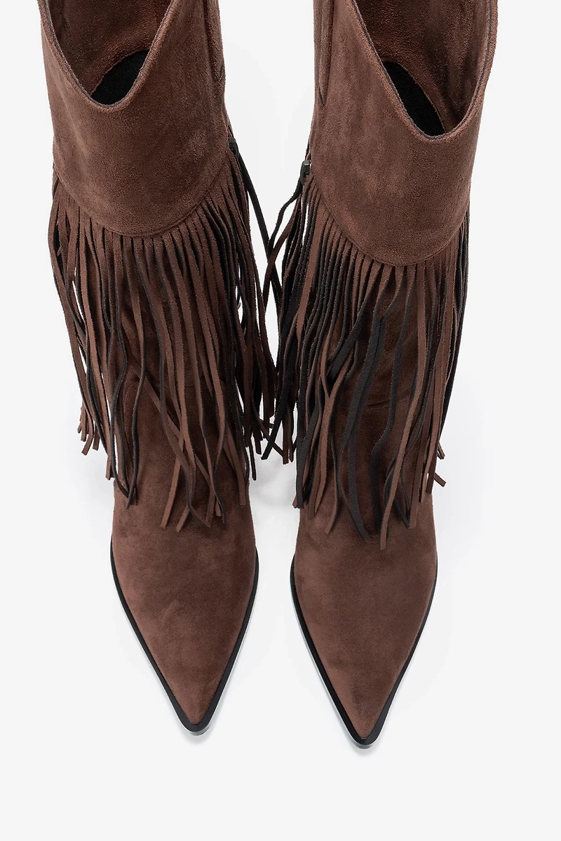Prologue Shoes Womens Gueras Fringe Pointed Toe Boot