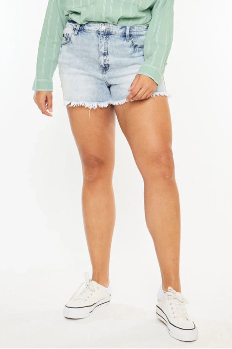 KanCan Women's Plus Size Essentials High Rise Mom Shorts Anastasia