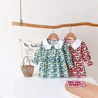 MyKids-USA Baby Girl Floral Print Pattern Doll Neck A-Line Design Dress