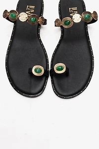 Forever & Always Womens Martinez Leather Thong Sandals