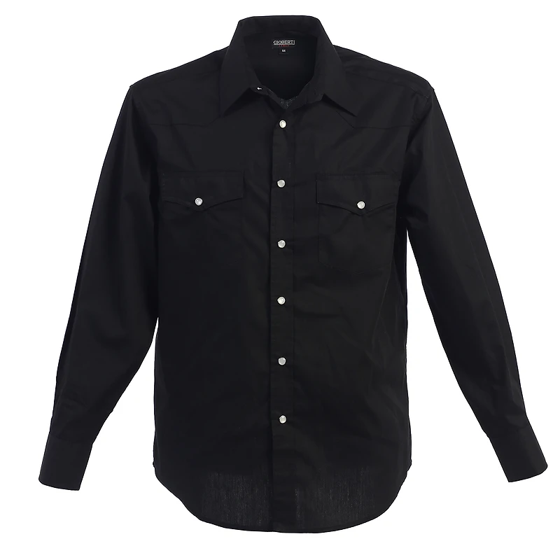 Gioberti Men's Solid Long Sleeve Western Shirt with Pearl Snap-on Buttons