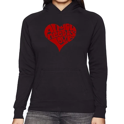 LA Pop Art All You Need Is Love - Women's Word Hooded Sweatshirt