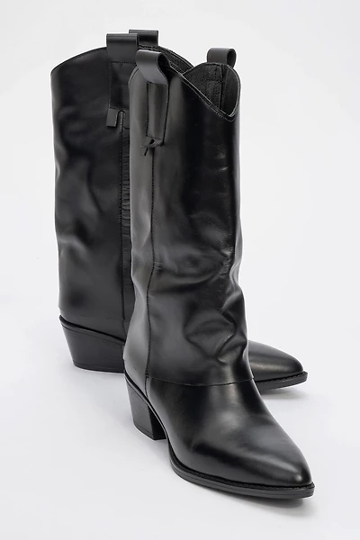 Forever & Always Womens Teodora Leather Block Heel Boots