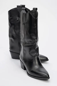 Forever & Always Womens Teodora Leather Block Heel Boots