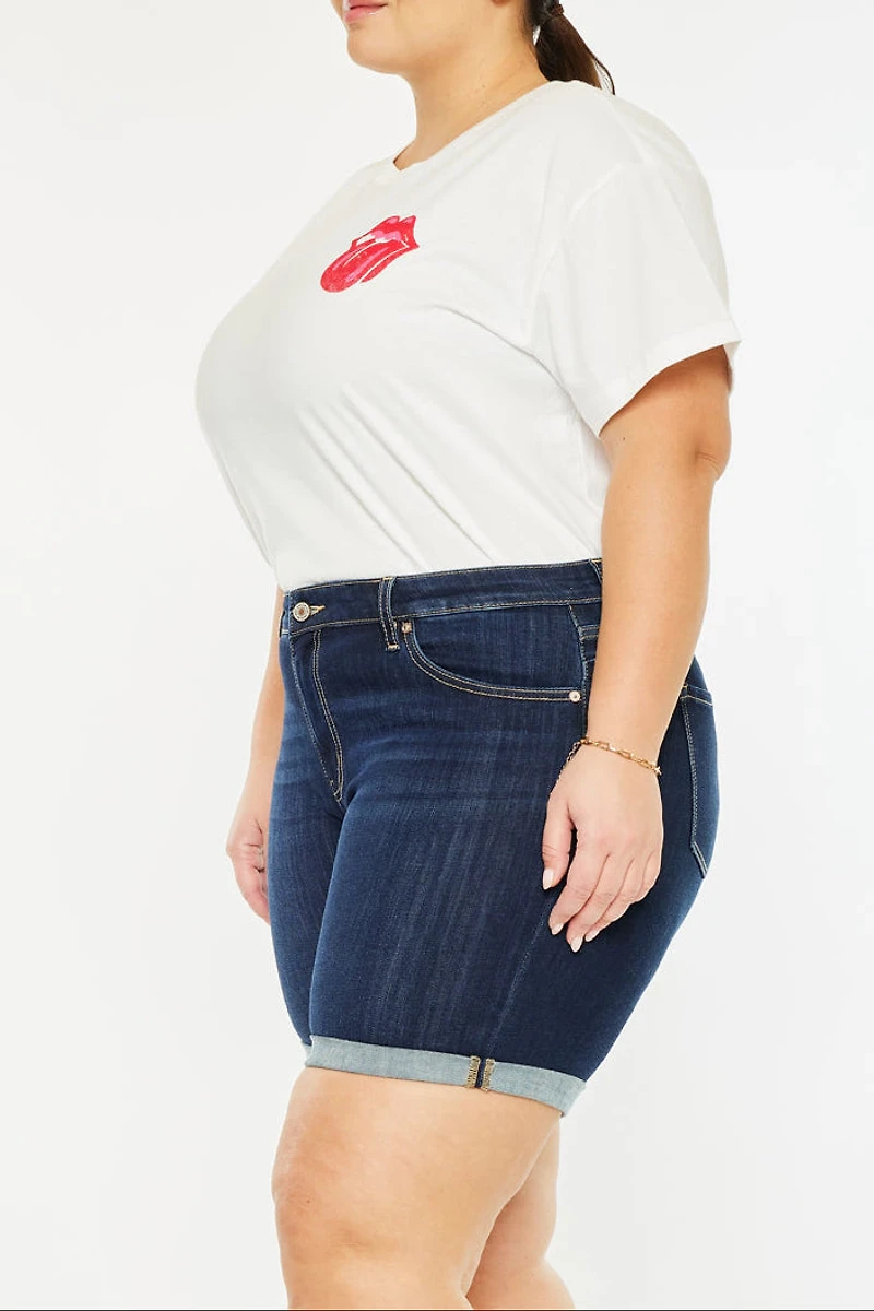 KanCan Women's Plus Mid Rise Shorts Chance