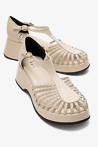 Prologue Shoes Womens Barry Woven Wedge Sandal