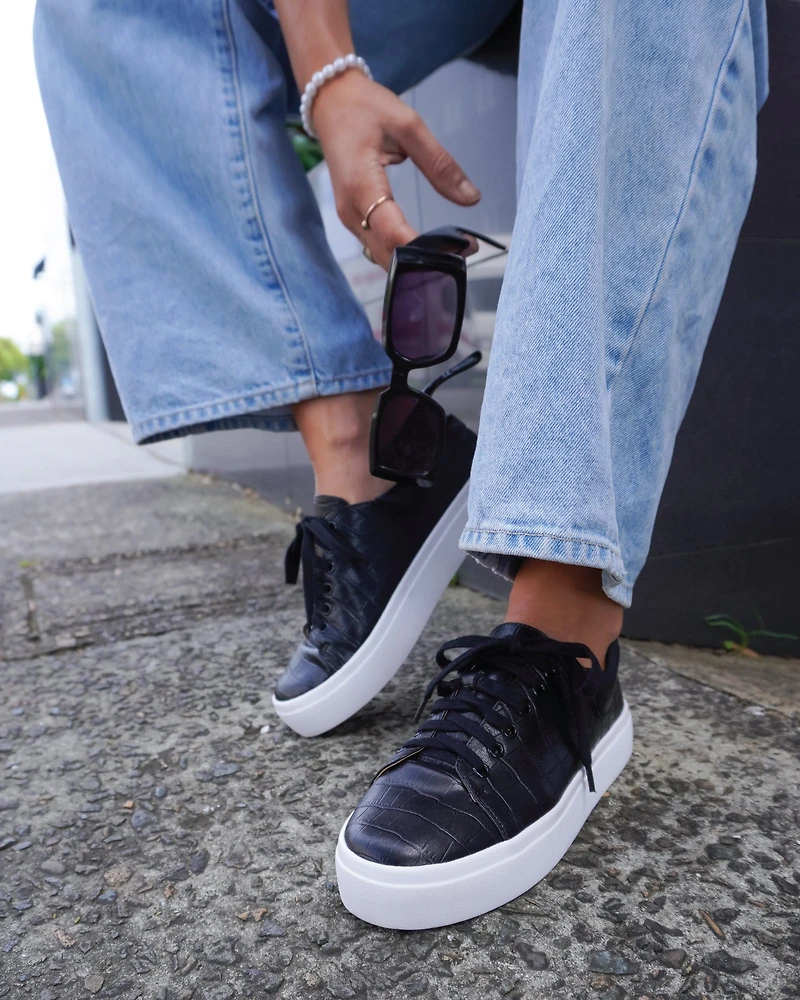 Belle & Bloom Womens Just A Dream Croc Leather Sneaker