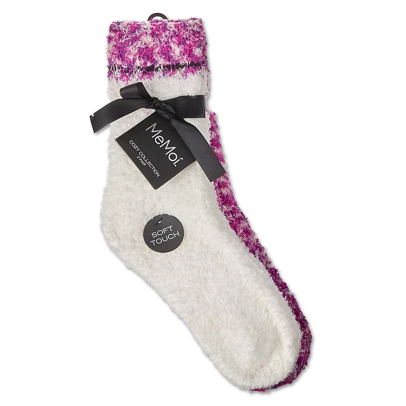 MeMoi 2 Pair Women's FuzzBlend Cozy Collection Crew Socks