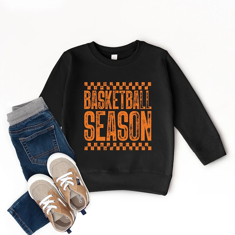 The Juniper Shop - Basketball Season Checkered Distressed Toddler Graphic Sweatshirt