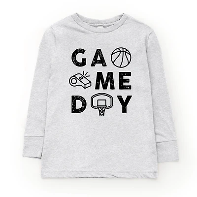 The Juniper Shop - Basketball Game Day Block Distressed Youth Long Sleeve Graphic T-Shirt