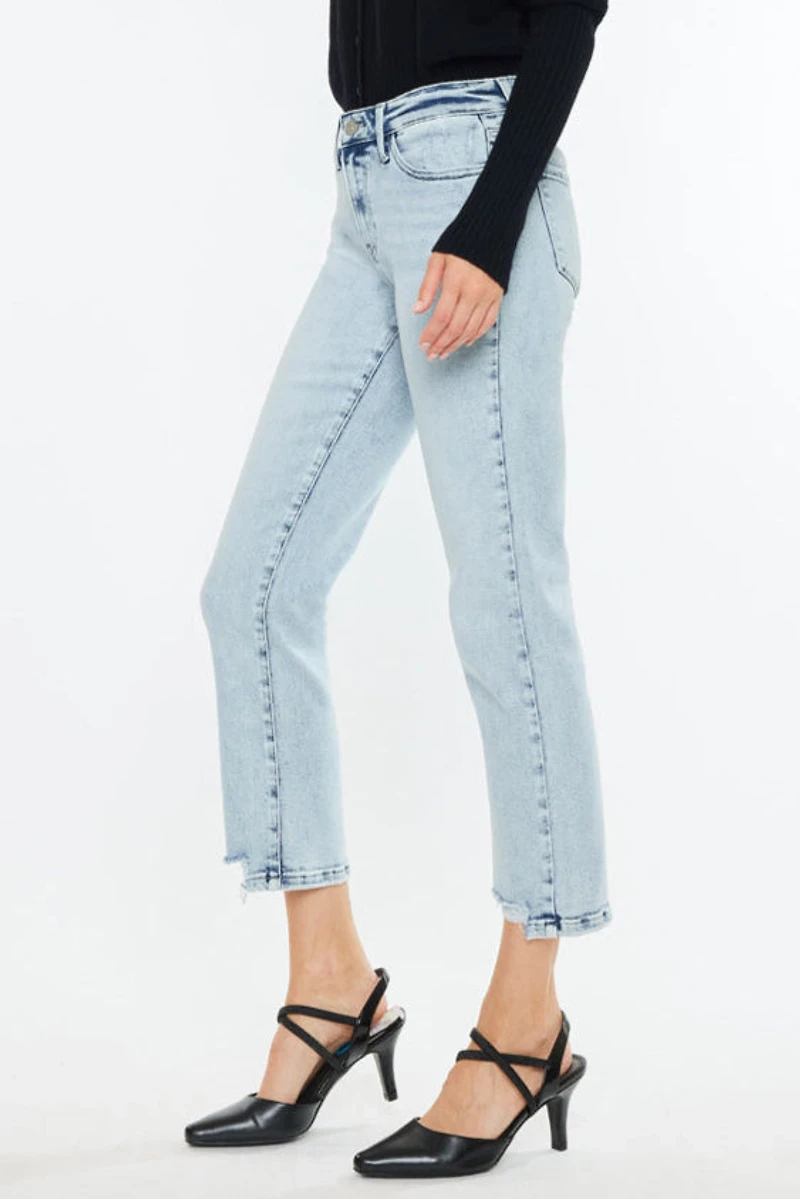 KanCan Women's Essentials Mid Rise Crop Straight Jeans Pam