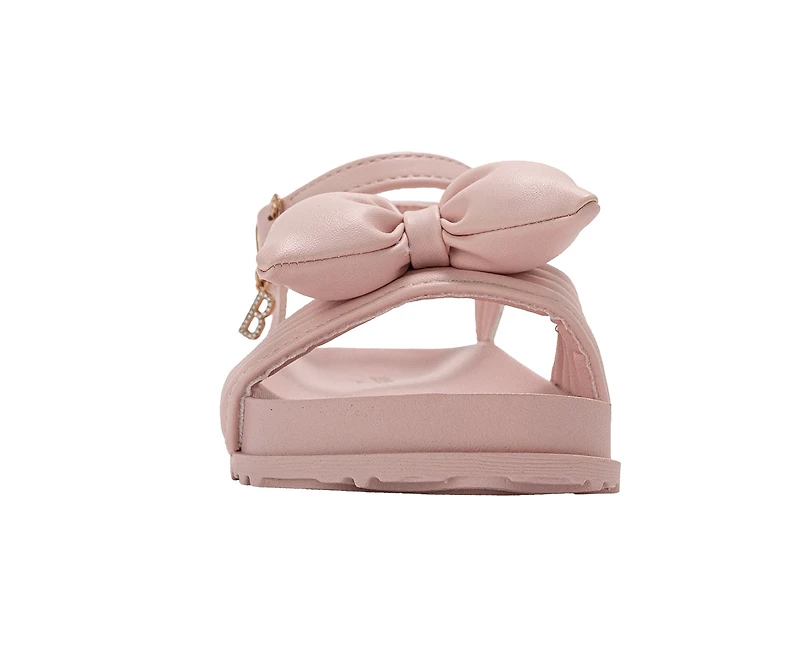bebe Girl's Bow Accent Platform Sandals with Ankle Strap