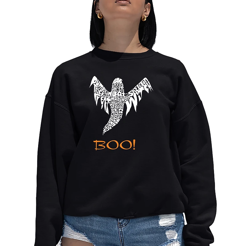 LA Pop Art Halloween Ghost - Women's Word Crewneck Sweatshirt
