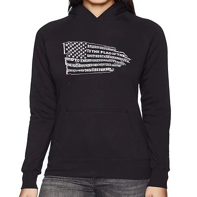 LA Pop Art Pledge of Allegiance Flag - Women's Word Hooded Sweatshirt