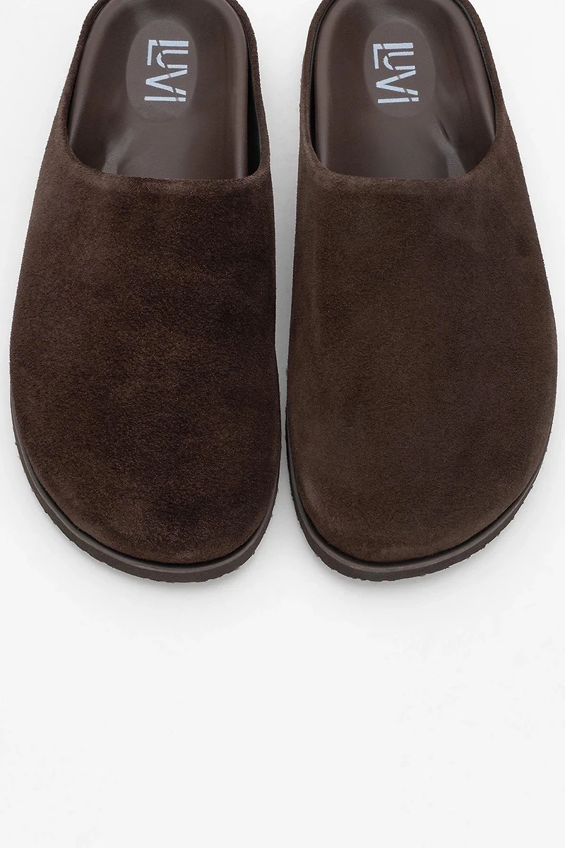 Forever & Always Womens Space Suede Leather Slide Sandals
