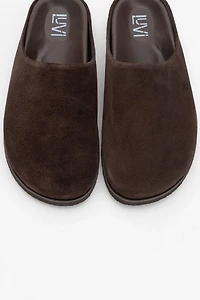 Forever & Always Womens Space Suede Leather Slide Sandals