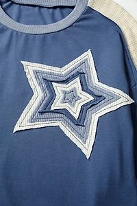 Threaded Pear Women's Natalie Knitted Star Patchwork Oversize Top