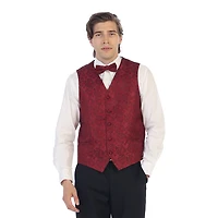 Gioberti Men's Formal 4pc Metallic Paisley Vest Necktie Bowtie and Pocket Square