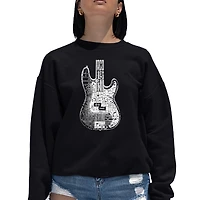 LA Pop Art Bass Guitar - Women's Word Crewneck Sweatshirt