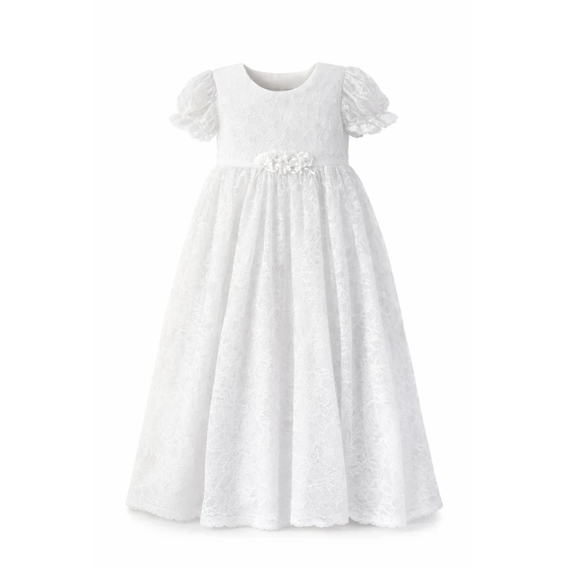 Laurenza's Baby Girls Lace Heirloom Short-Sleeve Baptism Christening Gown
